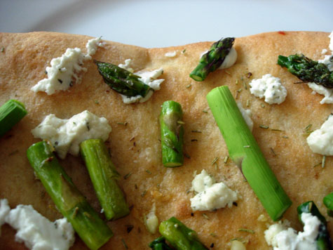 Asparagus Pizza with Rosemary and Goat Cheese
