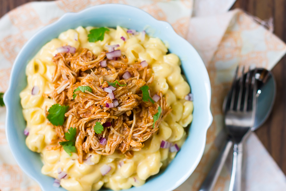 BBQ Chicken Topped Mac & Cheese